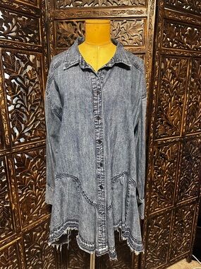 Free People We the Free Freya Denim Button-Front Tunic Dress